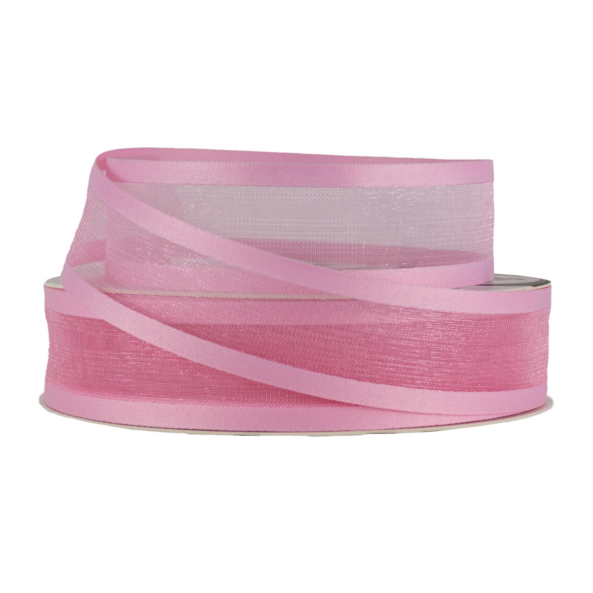 Лента с каймой (полиэстер), 25 мм 18,2 м, розовый в интернет-магазине флористических аксессуаров Азалия Декор