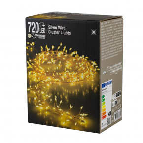 Гирлянда светодиодная 7,2м, 720 ламп, тепл. бел. свет, прозрачн. в интернет-магазине флористических аксессуаров Азалия Декор