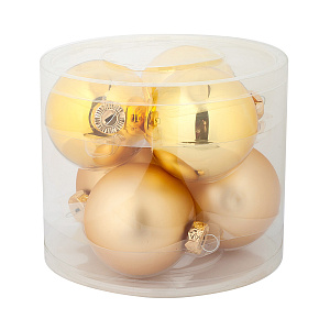 Набор шаров 6шт. в тубе (стекло), D8см, в асс., зол. в интернет-магазине флористических аксессуаров Азалия Декор