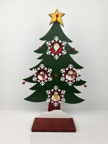 Украшение подвесное Санта/Снеговик (дерево), Н11,5х11см, в асс., красный/белый в интернет-магазине флористических аксессуаров Азалия Декор