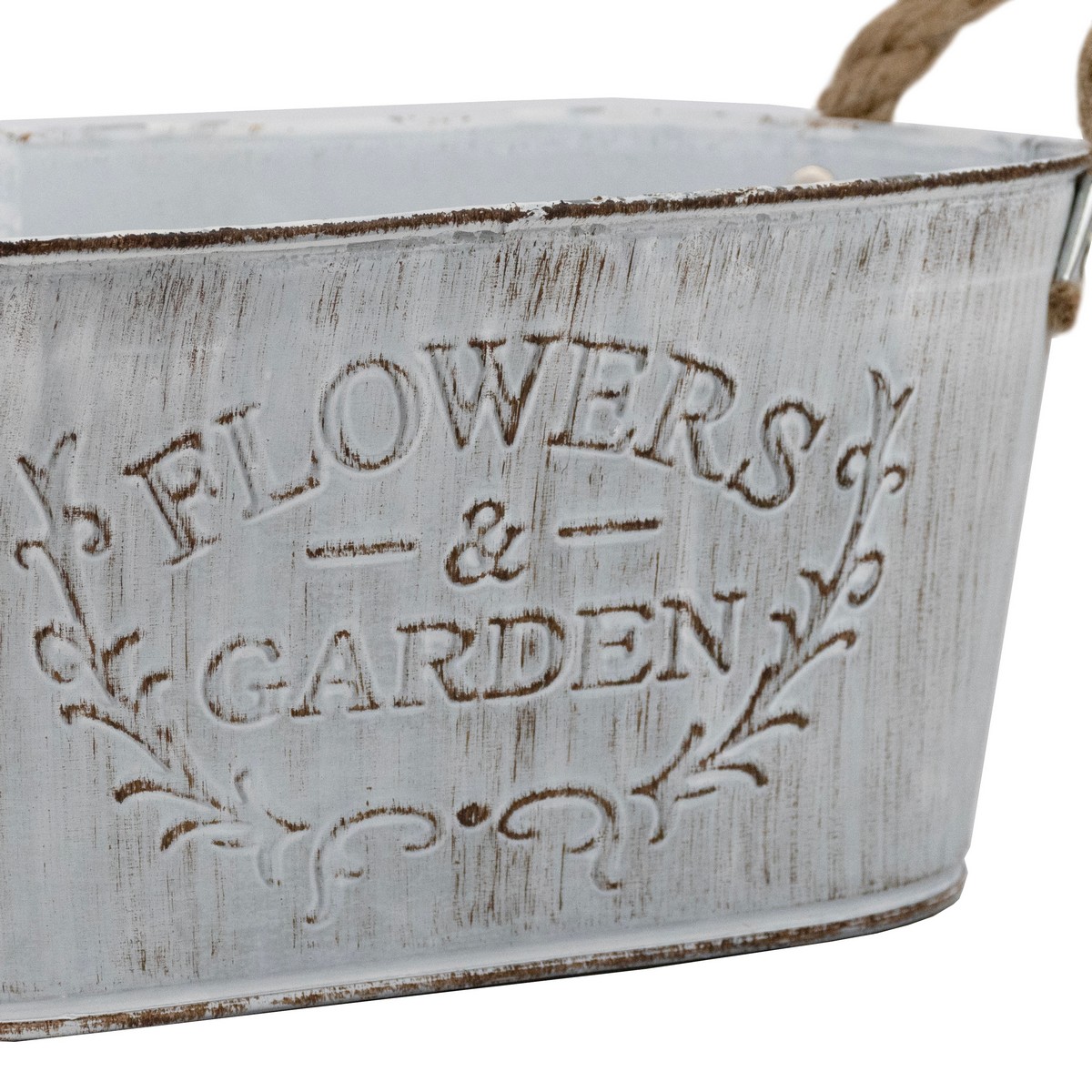 Кашпо с ручками (металл), 18x11,5хH9см, белый в интернет-магазине флористических аксессуаров Азалия Декор