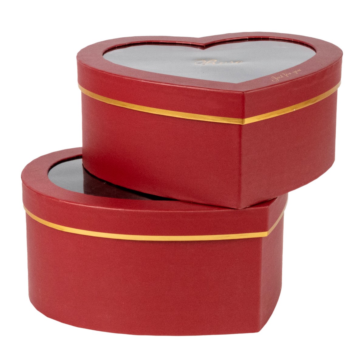 Набор коробок подарочных Сердце 2шт, 28х29xH13 см, красный в интернет-магазине флористических аксессуаров Азалия Декор