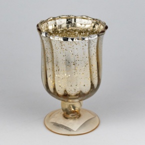 Подсвечник (стекло), D8,5xH13см, золотой в интернет-магазине флористических аксессуаров Азалия Декор