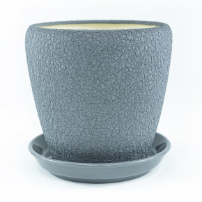 Цв. горшок с поддоном Грация №3 Шелк (керамика), D14,5xH16см., 2,5л., серый в интернет-магазине флористических аксессуаров Азалия Декор