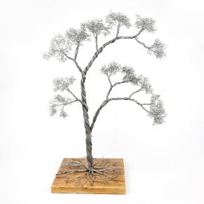 Сувенир Бонсай (металл/дерево), H56x42х27см, серебряный в интернет-магазине флористических аксессуаров Азалия Декор