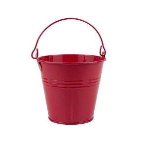 Кашпо Три Линии Ведерко с ручкой (металл), D11,5xH10см, красный в интернет-магазине флористических аксессуаров Азалия Декор
