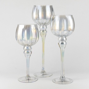 Набор ваз Бокал 3шт. (стекло), D13хH30/35/40см, прозрачный в интернет-магазине флористических аксессуаров Азалия Декор