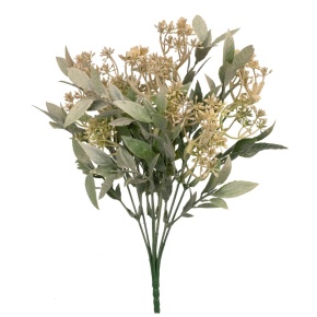 Зелень с цветами на вставке, 31см, зеленый/кремовый в интернет-магазине флористических аксессуаров Азалия Декор