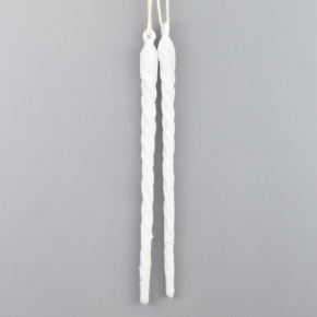 Набор украшений Сосулька заснеженная 2шт. (пластик), 22см, белый в интернет-магазине флористических аксессуаров Азалия Декор