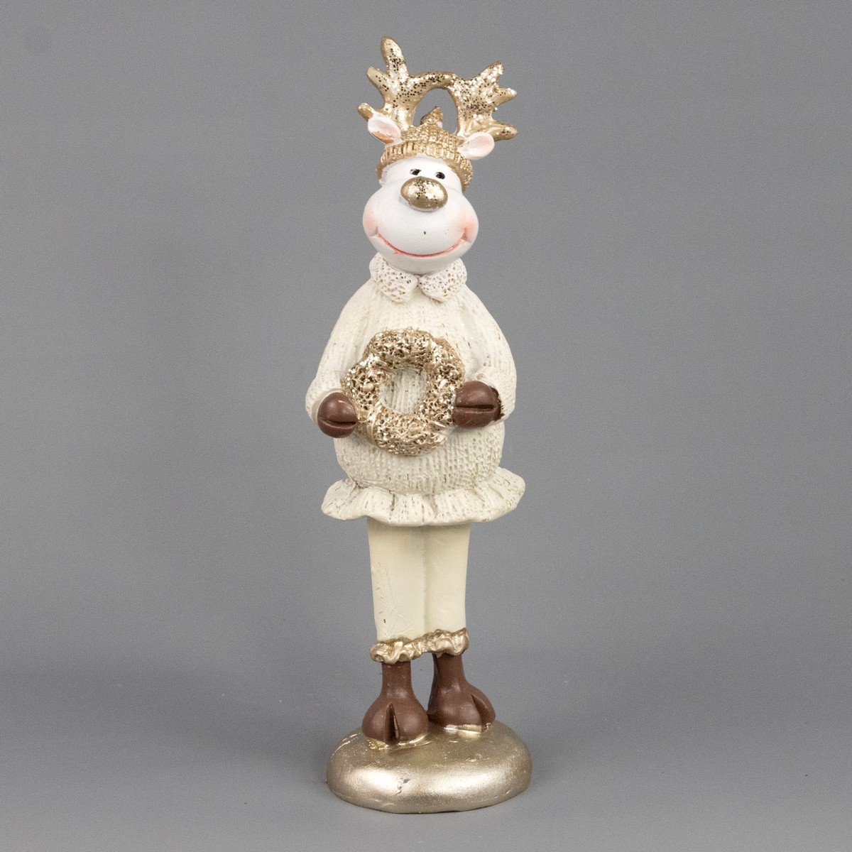 Сувенир Олень Мальчик/Девочка (полирезин), Н16,5х5х4,5см, в асс., шампань в интернет-магазине флористических аксессуаров Азалия Декор