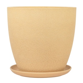 Цв. горшок с поддоном Деним (бетон), D25xH23см, 8л, бежевый в интернет-магазине флористических аксессуаров Азалия Декор
