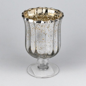 Подсвечник (стекло), D8,5xH13см, серебряный в интернет-магазине флористических аксессуаров Азалия Декор