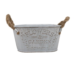 Кашпо с ручками (металл), 18x11,5хH9см, белый в интернет-магазине флористических аксессуаров Азалия Декор