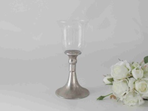 Подсвечник (металл/стекло), D9,5xH20,5см, серебряный в интернет-магазине флористических аксессуаров Азалия Декор