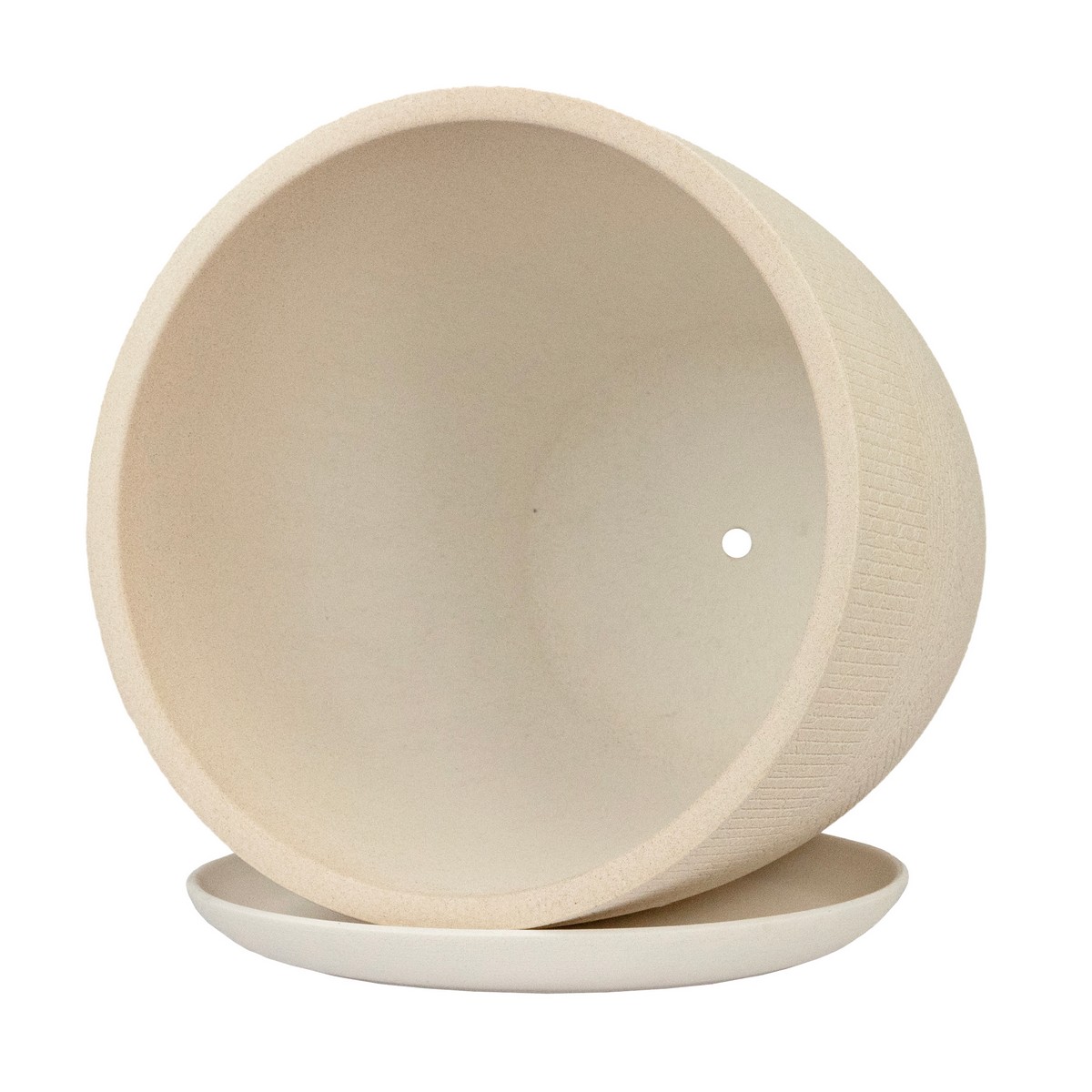 Цв. горшок с поддоном Деним (бетон), D21xH18см, 4л, белый в интернет-магазине флористических аксессуаров Азалия Декор