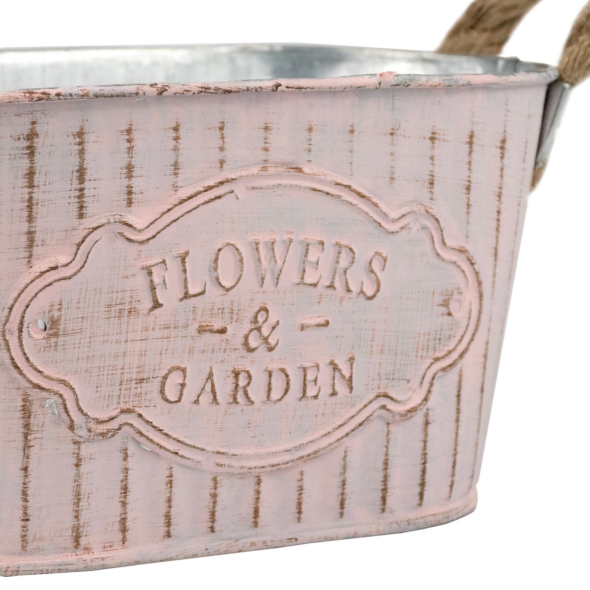 Кашпо с ручками (металл), 18x11,5хH9см, розовый в интернет-магазине флористических аксессуаров Азалия Декор