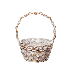 Корзина плетеная (ива), D21х11хH27см, белый в интернет-магазине флористических аксессуаров Азалия Декор