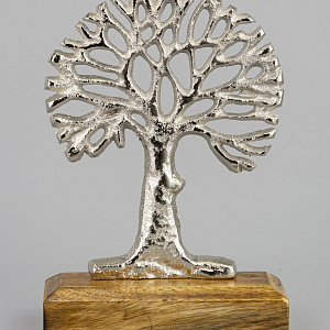 Сувенир Дерево (металл/дерево), H18x12см, серебряный в интернет-магазине флористических аксессуаров Азалия Декор