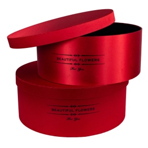 Набор коробок подарочных круглых 2шт., D49xH19,8см, красный в интернет-магазине флористических аксессуаров Азалия Декор