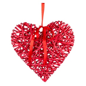 Сердце плетеное подвесное (ива), 40x40см, красный в интернет-магазине флористических аксессуаров Азалия Декор