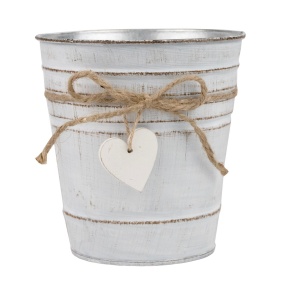 Кашпо Сердце (металл), D14xH15см, белый в интернет-магазине флористических аксессуаров Азалия Декор