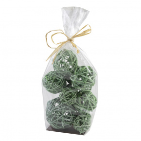 Набор шаров плетеных (ротанг) 10шт., D4-8см, белый/зеленый в интернет-магазине флористических аксессуаров Азалия Декор