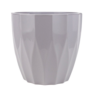 Кашпо Флюте со вставкой (пластик), D16xH14,5, 1,9л, светло-серый в интернет-магазине флористических аксессуаров Азалия Декор