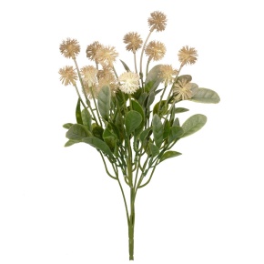 Зелень с цветами на вставке, 39см, зеленый/кремовый в интернет-магазине флористических аксессуаров Азалия Декор