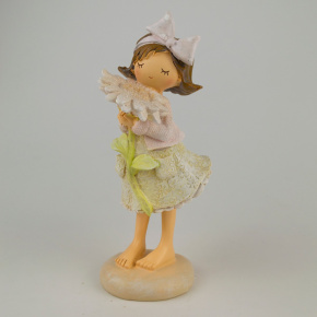 Сувенир Девочка с ромашкой (полирезин), H19,5x8х8,5см, розовый в интернет-магазине флористических аксессуаров Азалия Декор