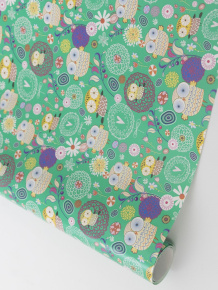 Бумага упаковочная Совы 70 см 4,5 м, зеленый в интернет-магазине флористических аксессуаров Азалия Декор