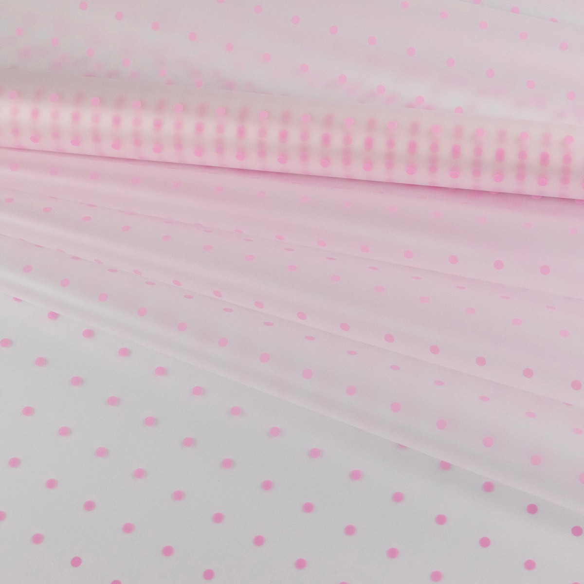 Пленка матовая Горошек 50мкр, 57 см 9,2 м, розовый в интернет-магазине флористических аксессуаров Азалия Декор