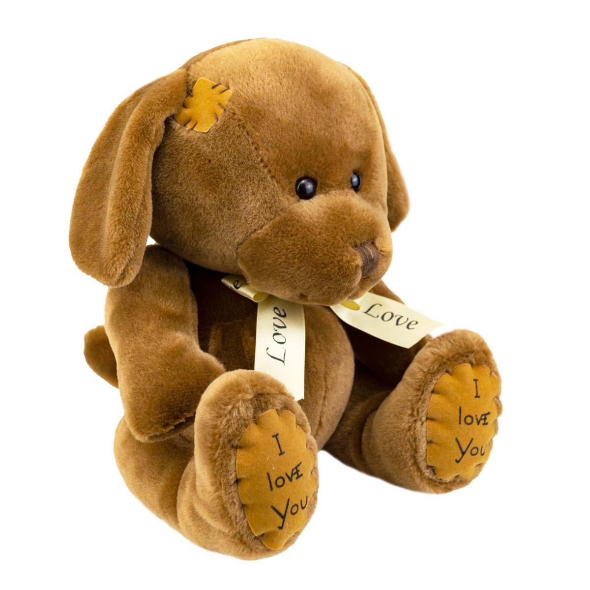 Игрушка м/н Собачка с бантом, 25см, коричневый в интернет-магазине флористических аксессуаров Азалия Декор
