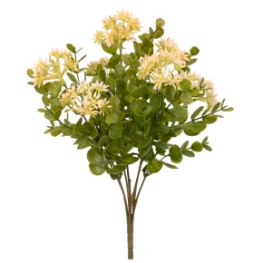 Зелень с цветами на вставке, 31см, зеленый/персиковый в интернет-магазине флористических аксессуаров Азалия Декор