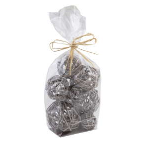 Набор шаров плетеных (ротанг) 10шт., D4-8см, серый в интернет-магазине флористических аксессуаров Азалия Декор