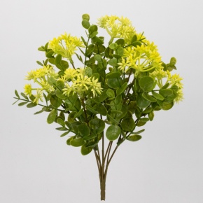 Зелень с цветами на вставке, 31см, зеленый/желтый в интернет-магазине флористических аксессуаров Азалия Декор