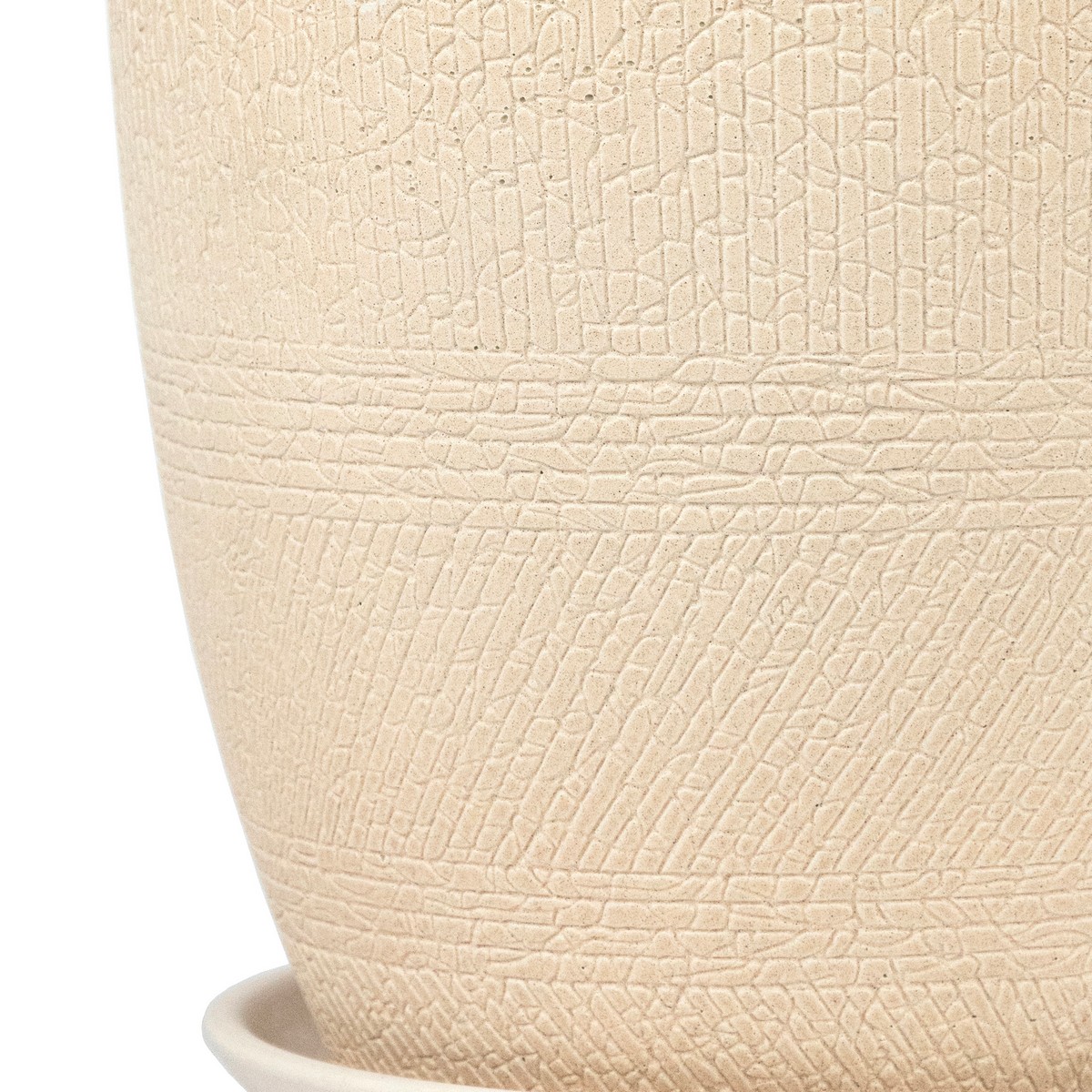 Цв. горшок с поддоном Деним (бетон), D21xH18см, 4л, белый в интернет-магазине флористических аксессуаров Азалия Декор