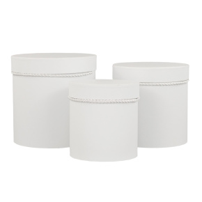 Набор коробок подарочных круглых  3шт, D19xH19 см, белый в интернет-магазине флористических аксессуаров Азалия Декор