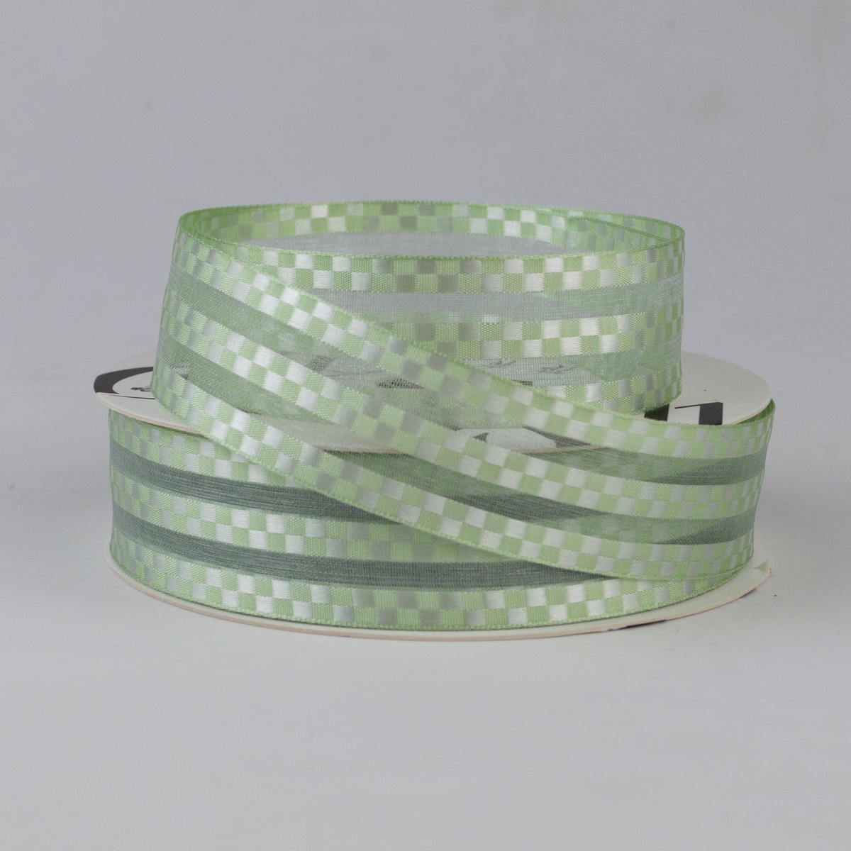 Лента Полосы (полиэстер), 25 мм 16,4 м, зеленый в интернет-магазине флористических аксессуаров Азалия Декор