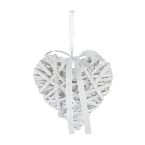 Сердце плетеное подвесное (ива), 15x15см, белый в интернет-магазине флористических аксессуаров Азалия Декор