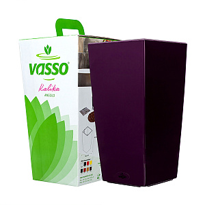 Кашпо с автополивом Kalika Angolo (пластик), 13,5x13,5x26,3см, сливовый в интернет-магазине флористических аксессуаров Азалия Декор