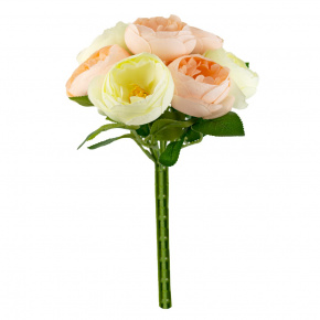 Букет ранункулюсов х7, 27см, белый/персиковый в интернет-магазине флористических аксессуаров Азалия Декор