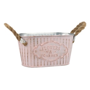 Кашпо с ручками (металл), 18x11,5хH9см, розовый в интернет-магазине флористических аксессуаров Азалия Декор