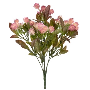 Зелень с цветами на вставке, 32см, зеленый/розовый в интернет-магазине флористических аксессуаров Азалия Декор