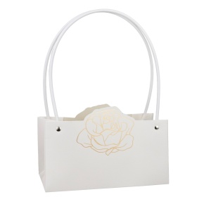 Пакет для цветов водостойкий Роза (крафт), 22х10,5х13,5см (в уп. 10шт.), белый в интернет-магазине флористических аксессуаров Азалия Декор