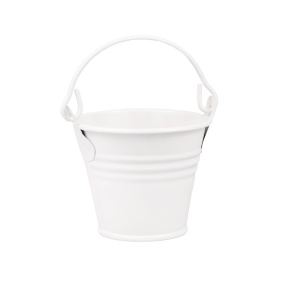 Кашпо Три Линии Ведерко с ручкой (металл), D7xH6см, белый в интернет-магазине флористических аксессуаров Азалия Декор
