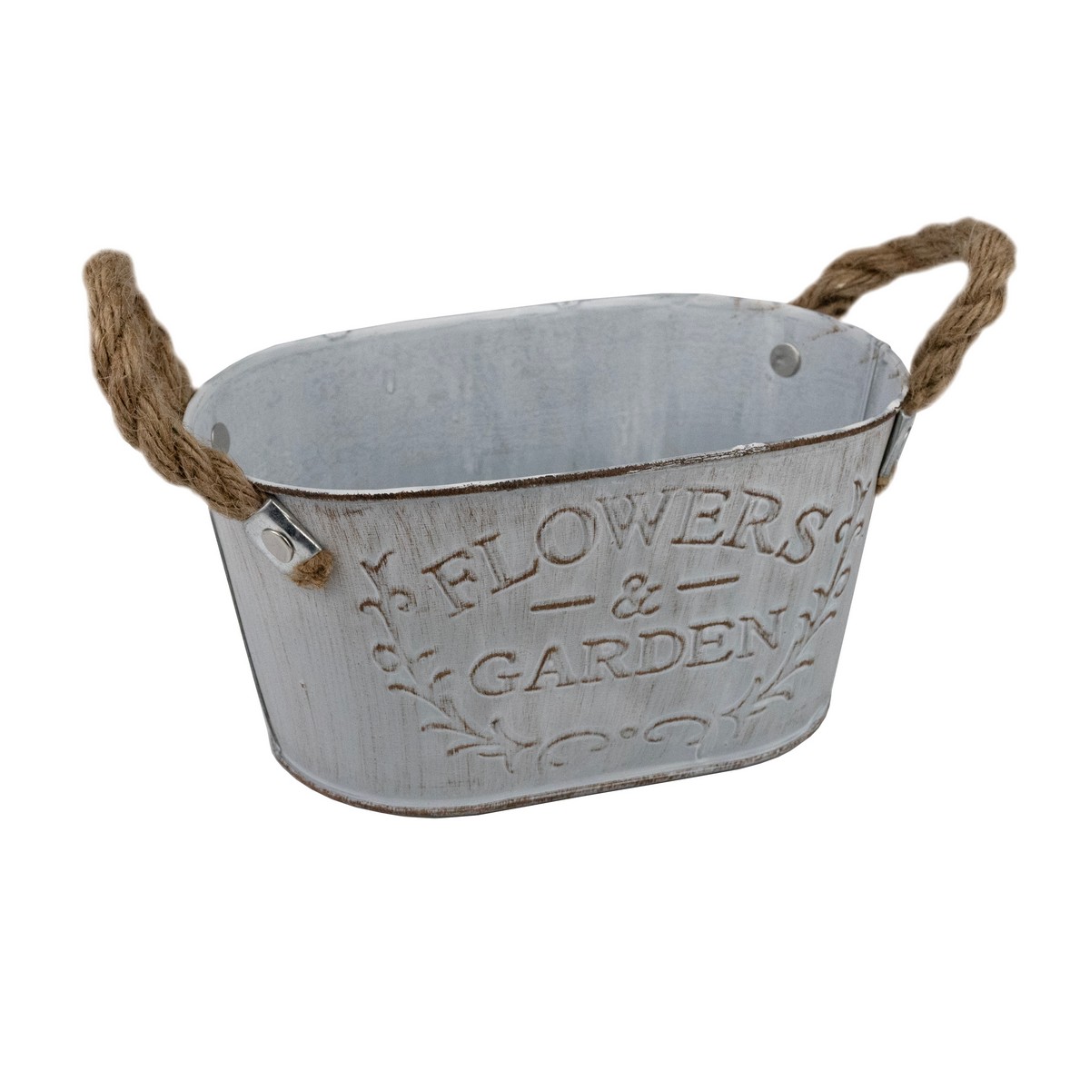 Кашпо с ручками (металл), 18x11,5хH9см, белый в интернет-магазине флористических аксессуаров Азалия Декор