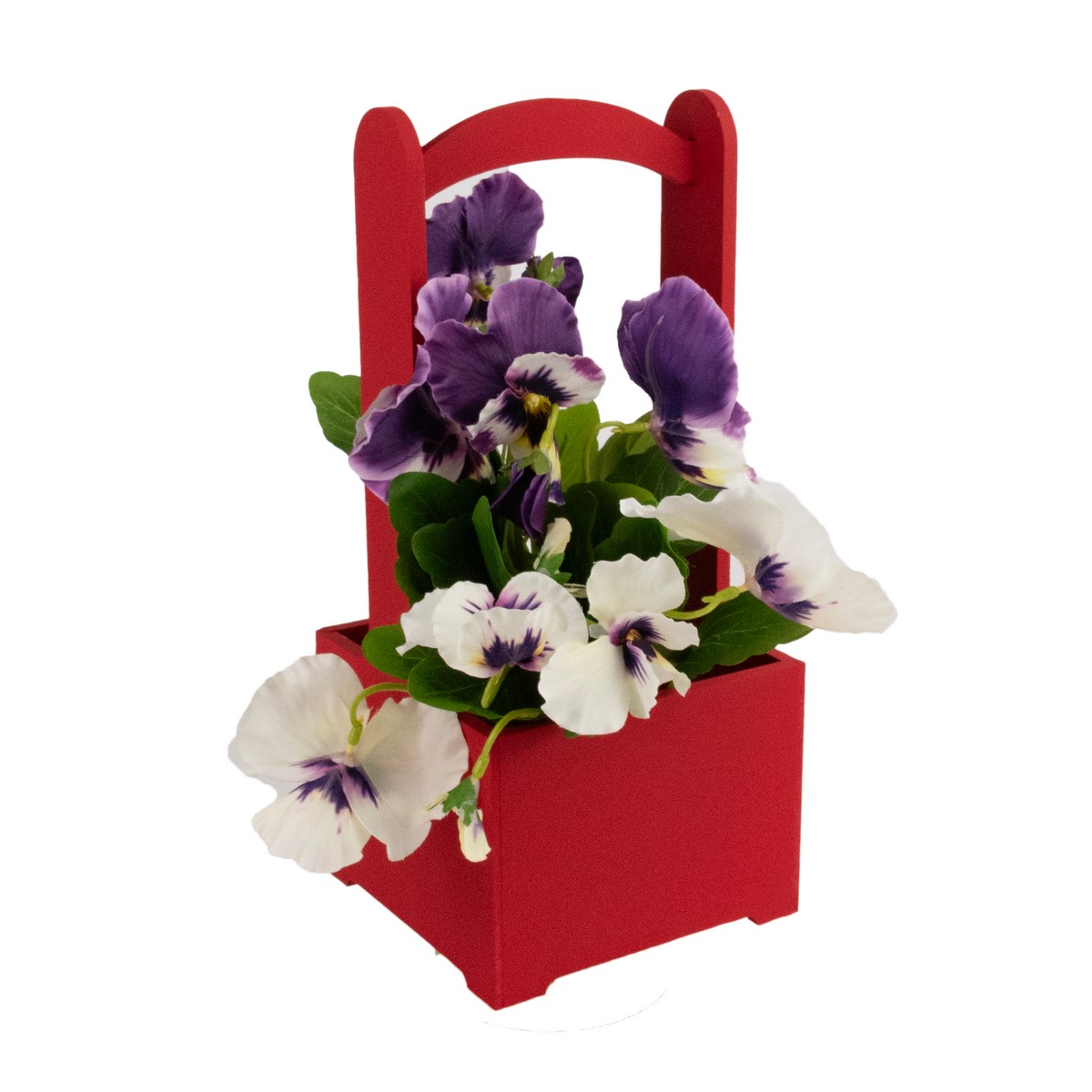 Корзина (дерево), 14х14х30см, красный в интернет-магазине флористических аксессуаров Азалия Декор