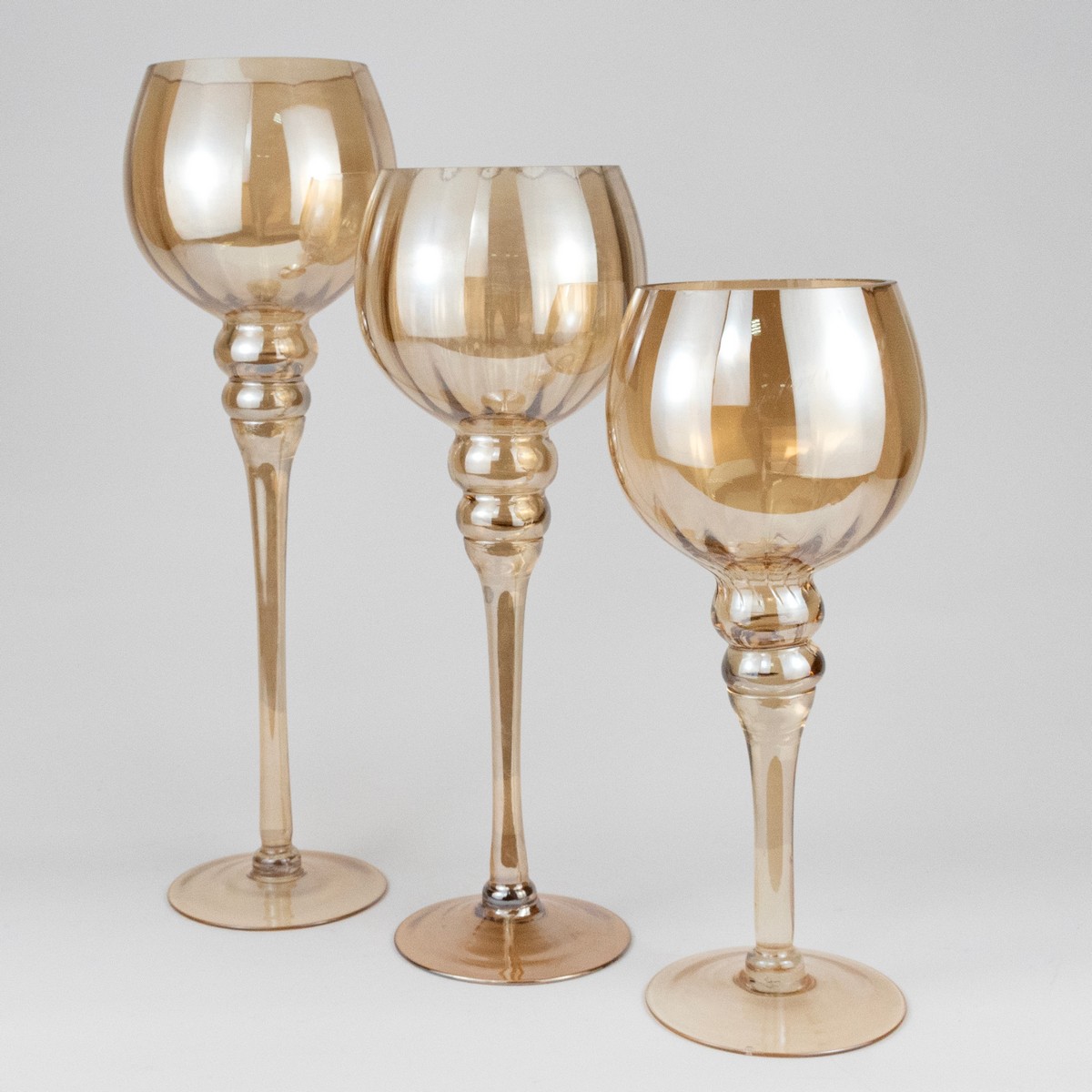 Набор ваз Бокал 3шт. (стекло), Н40/35/30см, шампань в интернет-магазине флористических аксессуаров Азалия Декор