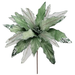 Пуансетия с глиттером, D34см, зеленый в интернет-магазине флористических аксессуаров Азалия Декор