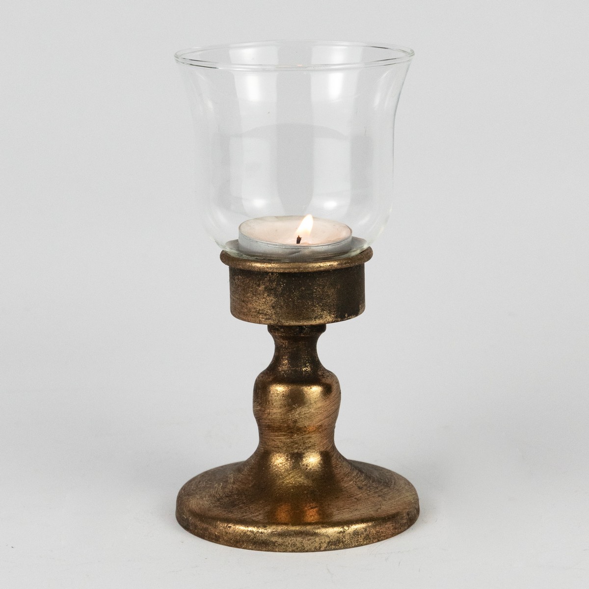 Подсвечник (металл/стекло), D8xH15,5см, золотой в интернет-магазине флористических аксессуаров Азалия Декор